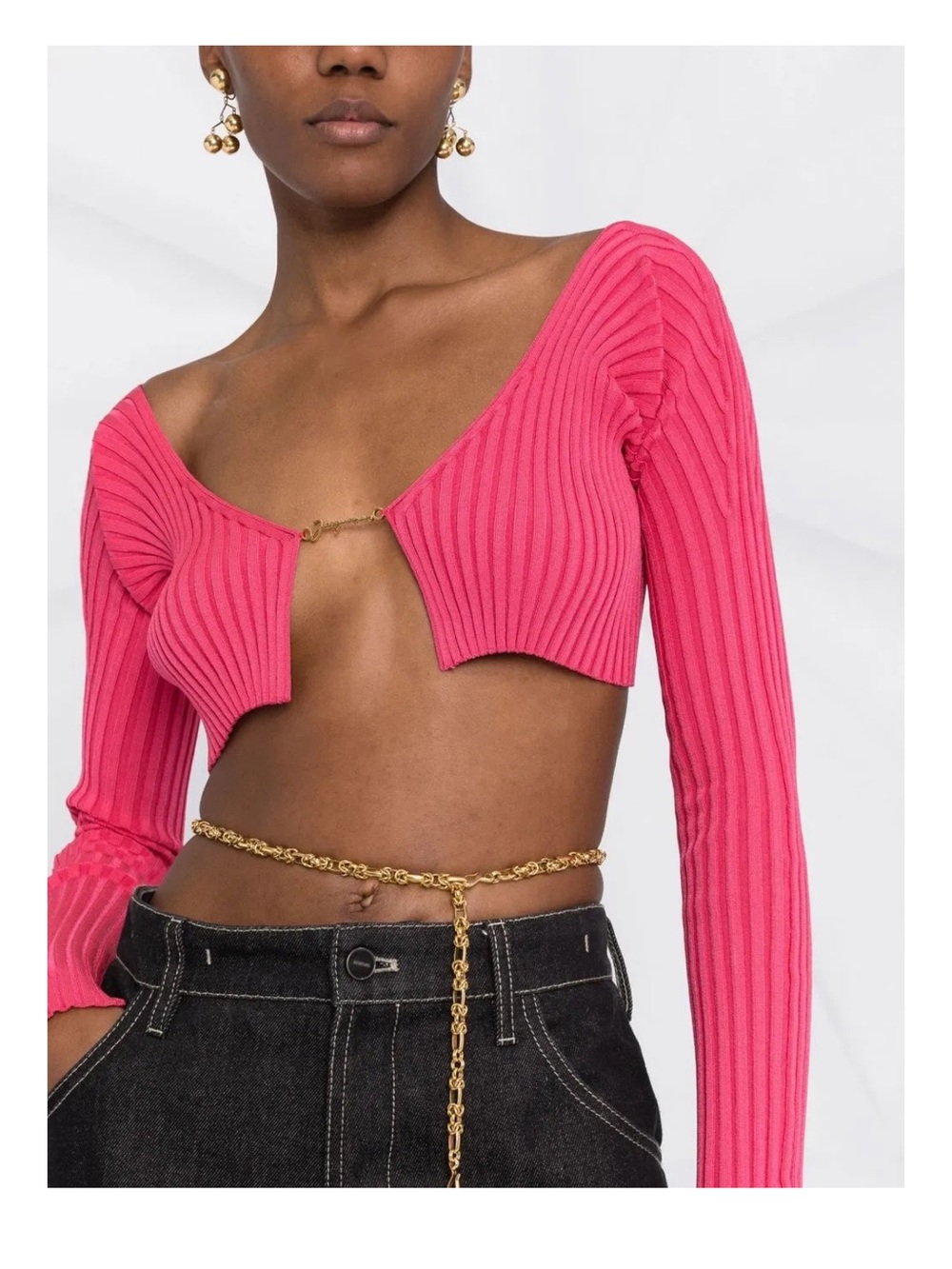 Jacquemus Ribbed Shrug Cardigan Neon Long-Sleeve Cropped